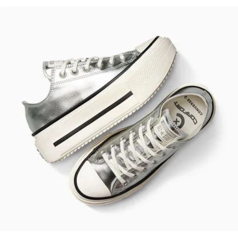 CONVERSE W/9.5 M/7.5 Chuck Taylor All Star Lift Double Stack Platform Metallic